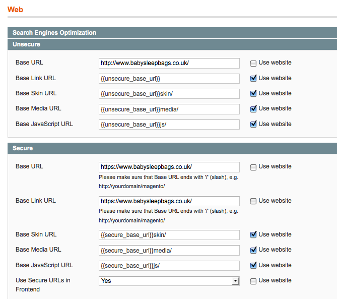 The configuration at the webstore level, it's the same as the default.