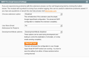 This screenhot shows the main configuration of the new combined Magento email extension.