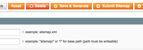 The Sitemap Submit submit button on the sitemap edit screen of Magento Admin