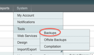 Go to the built-in backup screen in the Magento admin