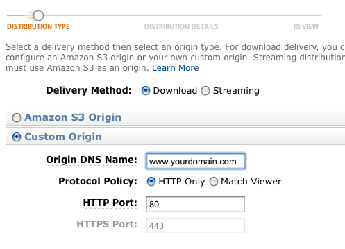 Specify Custom Origin